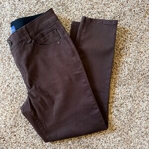 Democracy Women Pants 10P Brown "Ab"solution Slim Ankle Skimmer Stretch Petite
